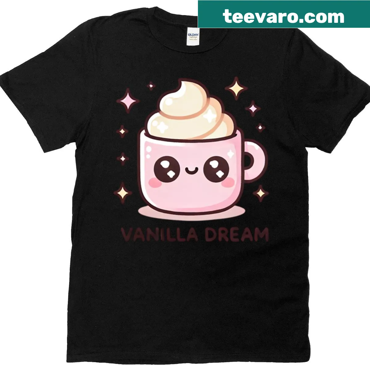 Kawaii coffee cup T-shirt with cute pastel art — on a men's t-shirt