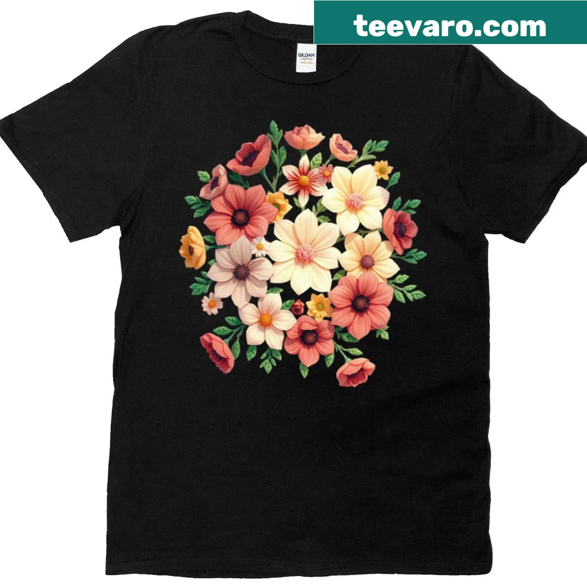 Vintage floral arrangement design on a T-shirt — on a men's t-shirt