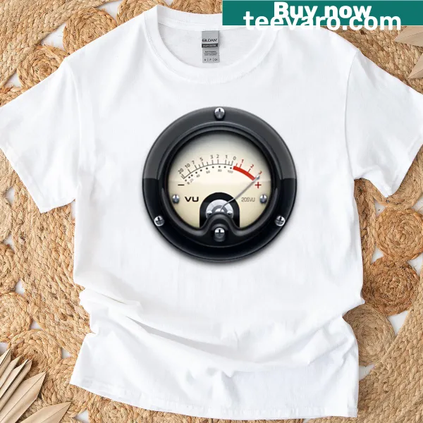 Minimalist t-shirt featuring a vu meter graphic