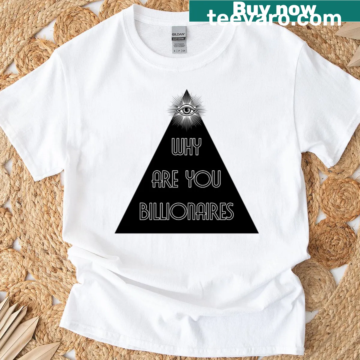 Edgy graphic T-shirt with black triangle and all-seeing eye — on a men's t-shirt