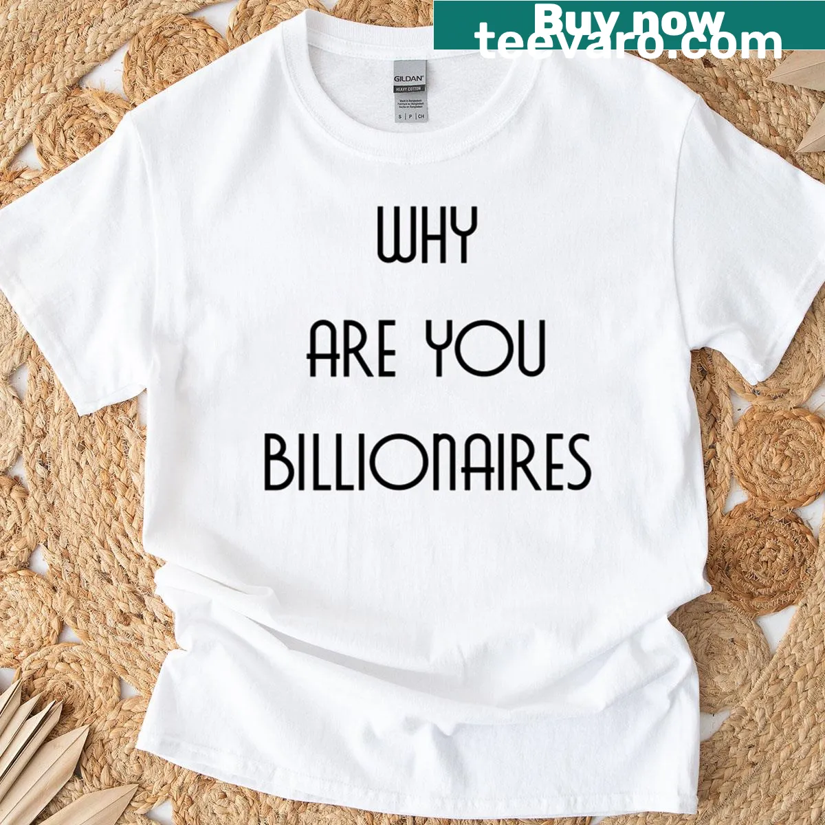 Edgy t-shirt with the phrase Why Are You Billionaires? — on a men's t-shirt