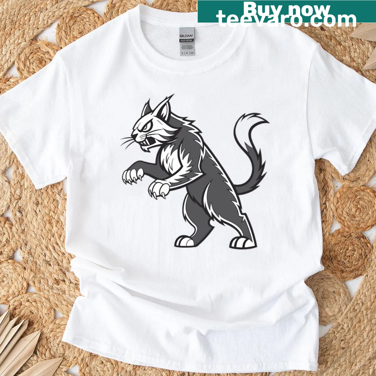 Angry cat illustration t-shirt for cat lovers — on a men's t-shirt