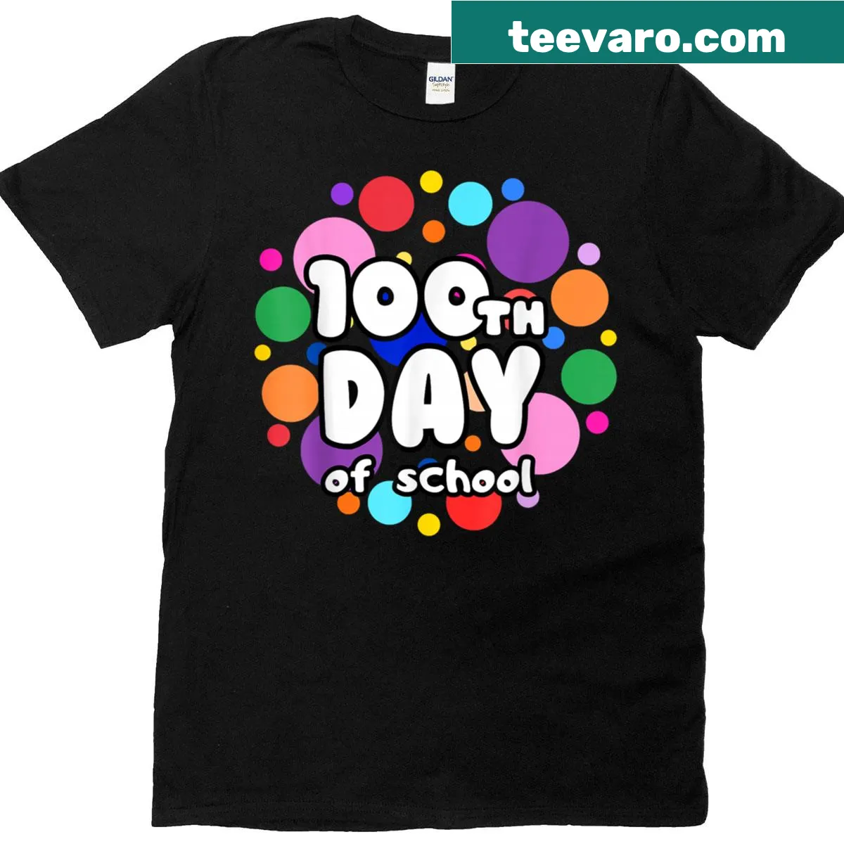Colorful dots design T-shirt celebrating the 100th day of school — on a men's t-shirt