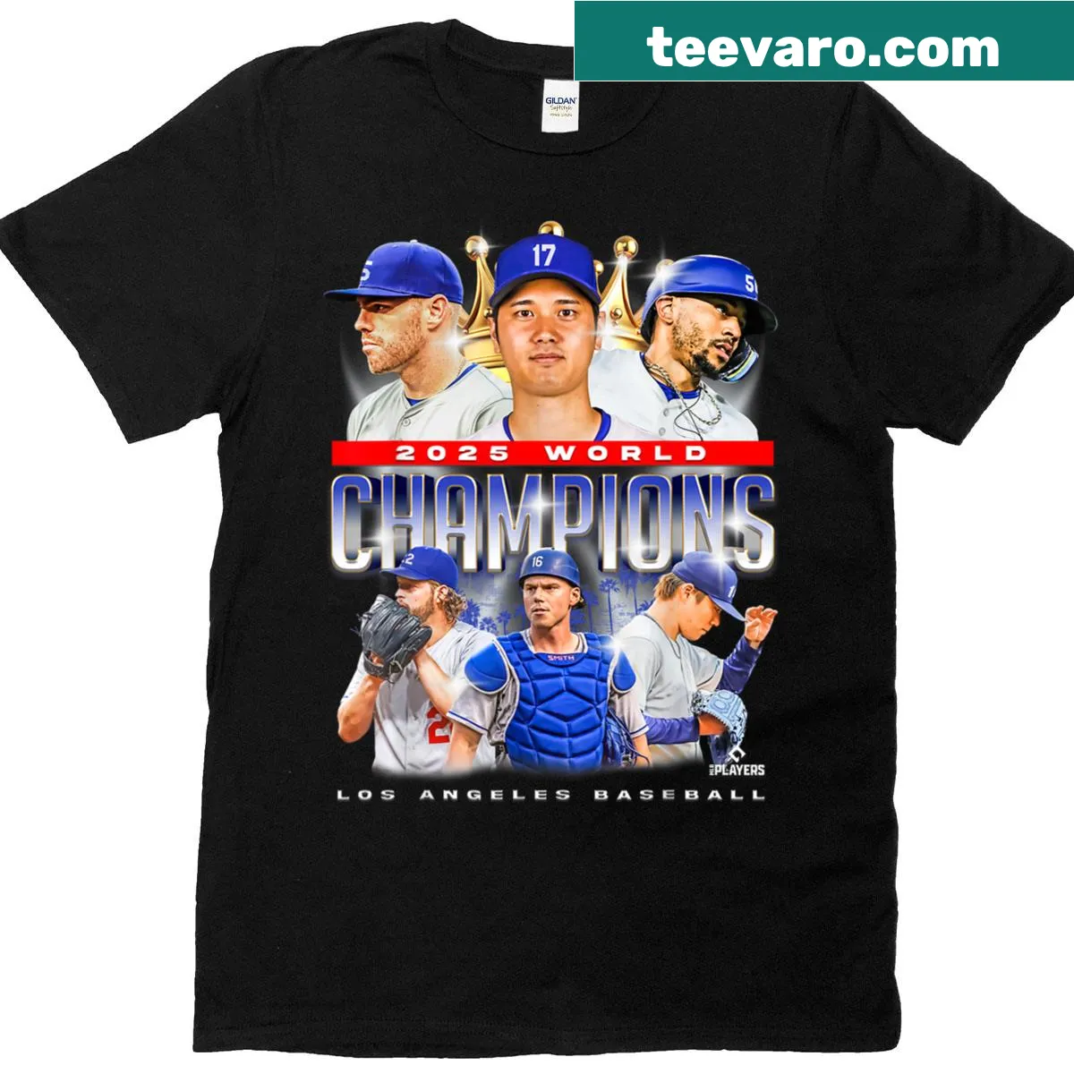 Los Angeles World Champions t-shirt with bold typography — on a men's t-shirt