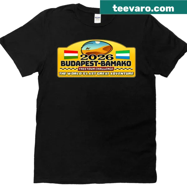 2026 Budapest-bamako logo t-shirt with a badge design