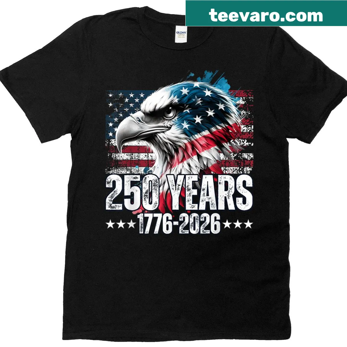 250th Anniversary United States birthday t-shirt with bold typography — on a men's t-shirt
