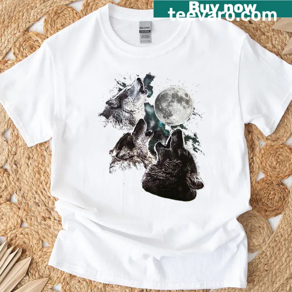 T-shirt displaying the three phases of the moon in minimalist design