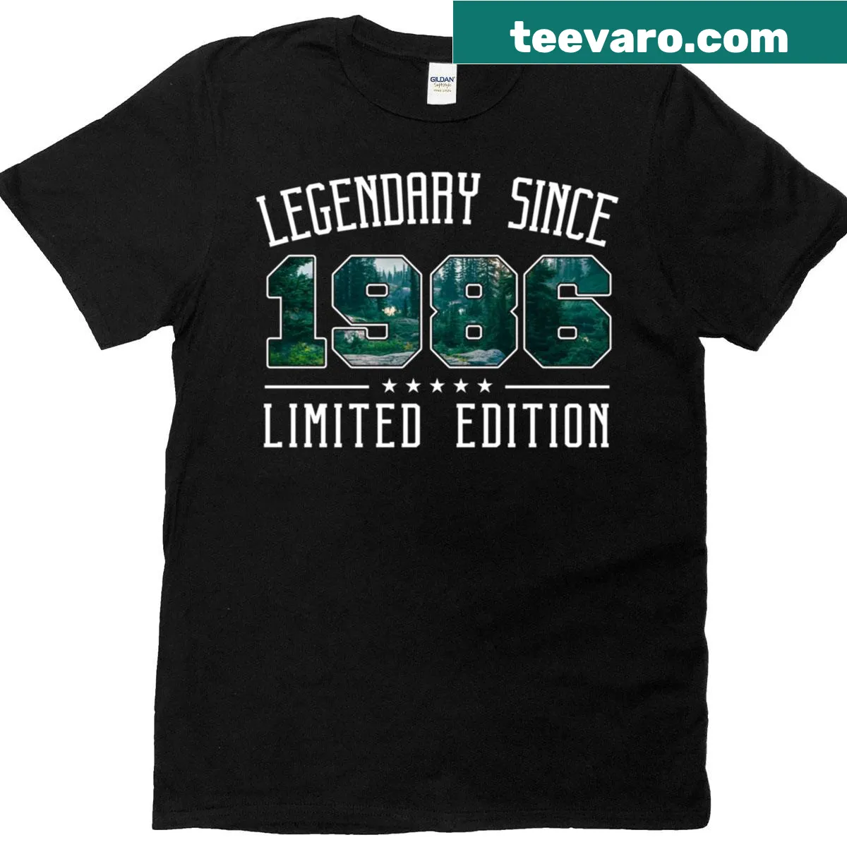 Funny birthday T-shirt for a 39-year-old with 'Legendary Since 1986' text — on a men's t-shirt