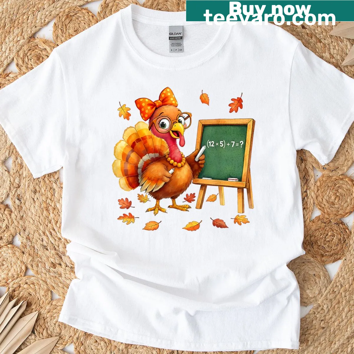 Funny turkey t-shirt for math teachers with the number 67 — on a men's t-shirt