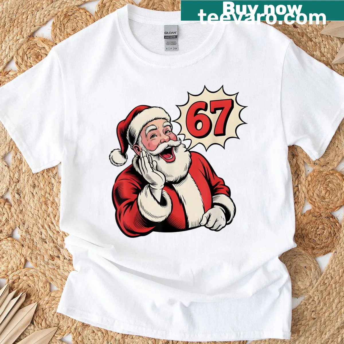 Funny Christmas shirt featuring Santa on a skateboard — on a men's t-shirt