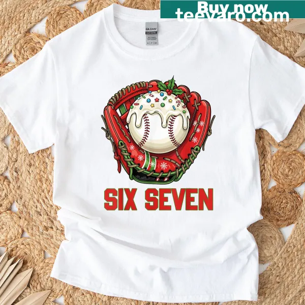 Funny Christmas t-shirt with ice cream drip and 67 meme