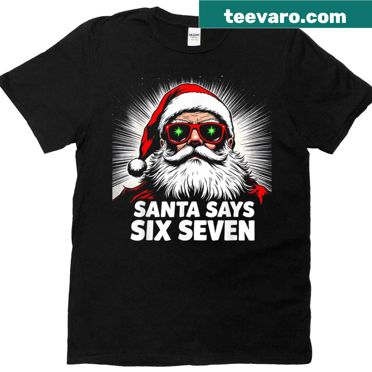 Funny Christmas T-shirt featuring the '67' meme — on a men's t-shirt