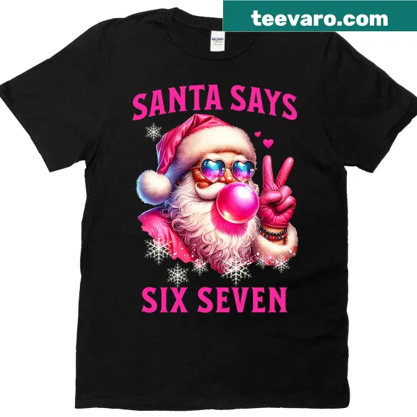 Funny Santa t-shirt with illustration of Santa blowing bubble