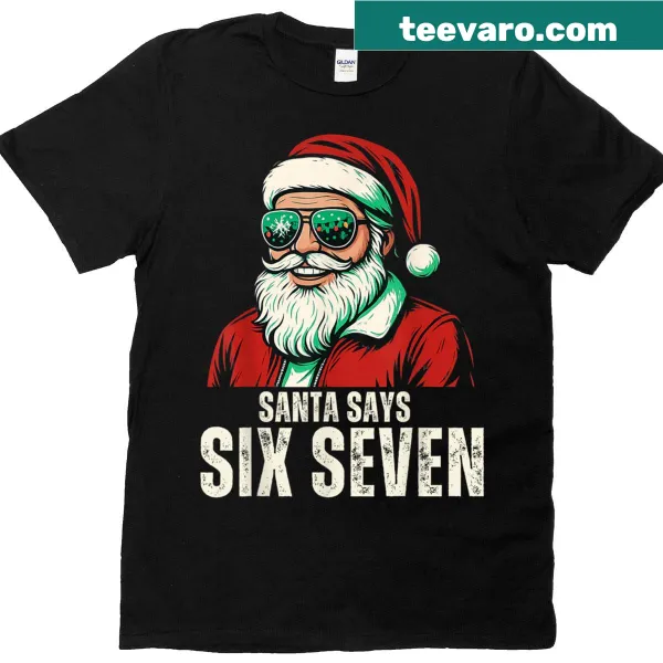 Funny Christmas t-shirt featuring a Santa graphic and humorous text