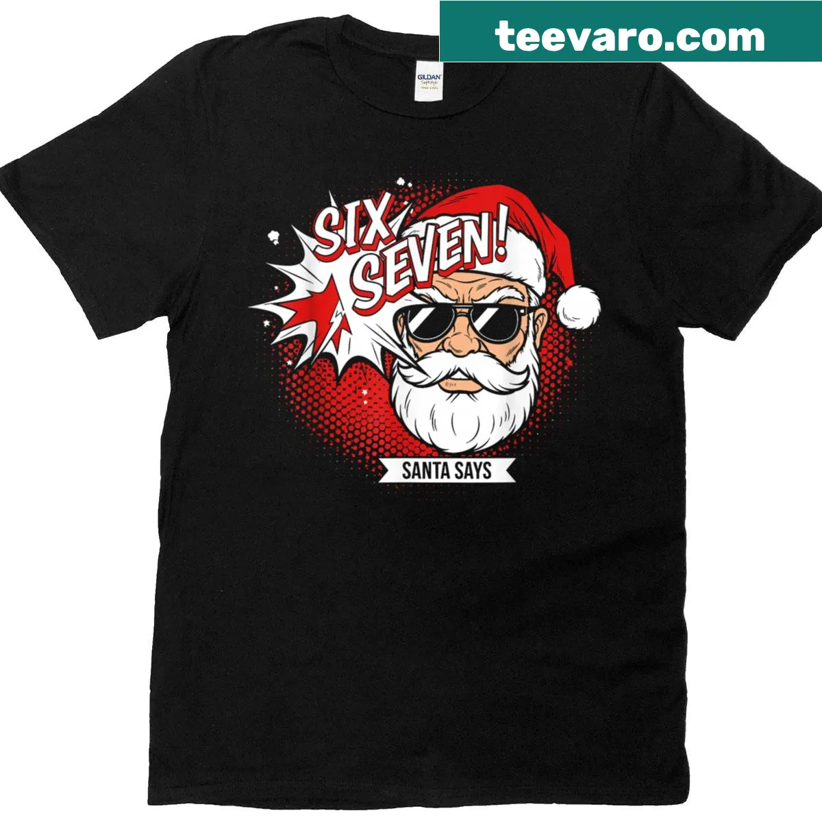 Funny Christmas T-shirt featuring the '67' meme for all ages — on a men's t-shirt