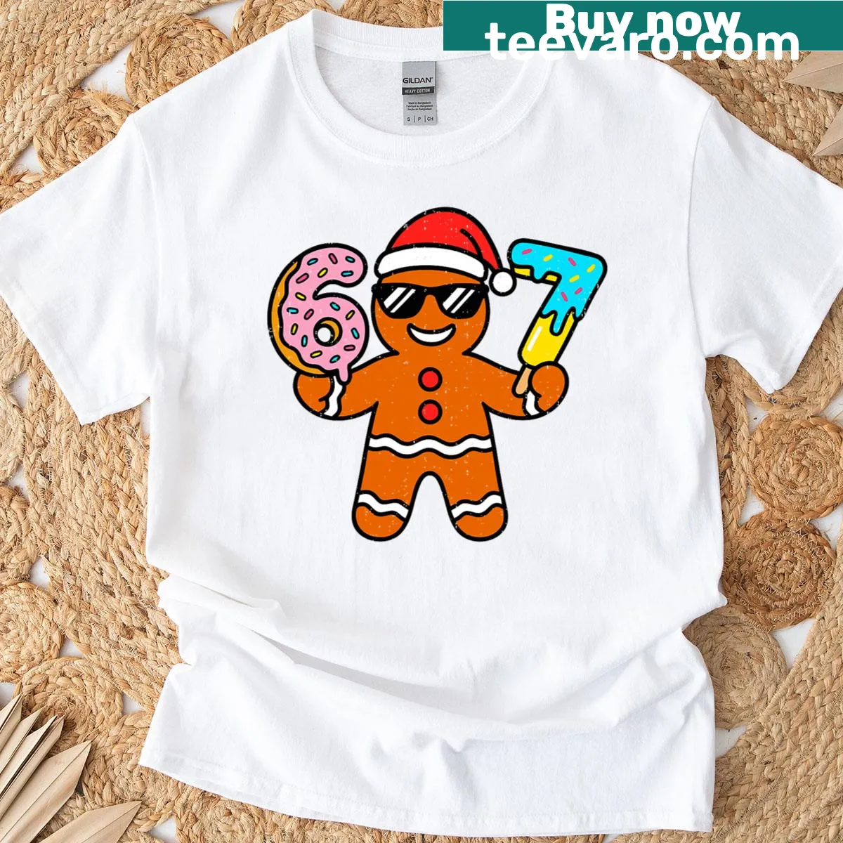 Funny gingerbread meme Christmas t-shirt for Gen Z — on a men's t-shirt