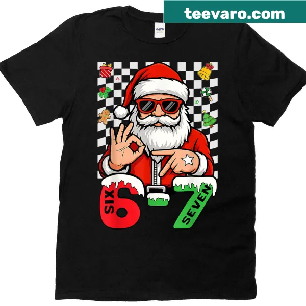 Christmas t-shirt featuring Santa and 'Six Seven' design