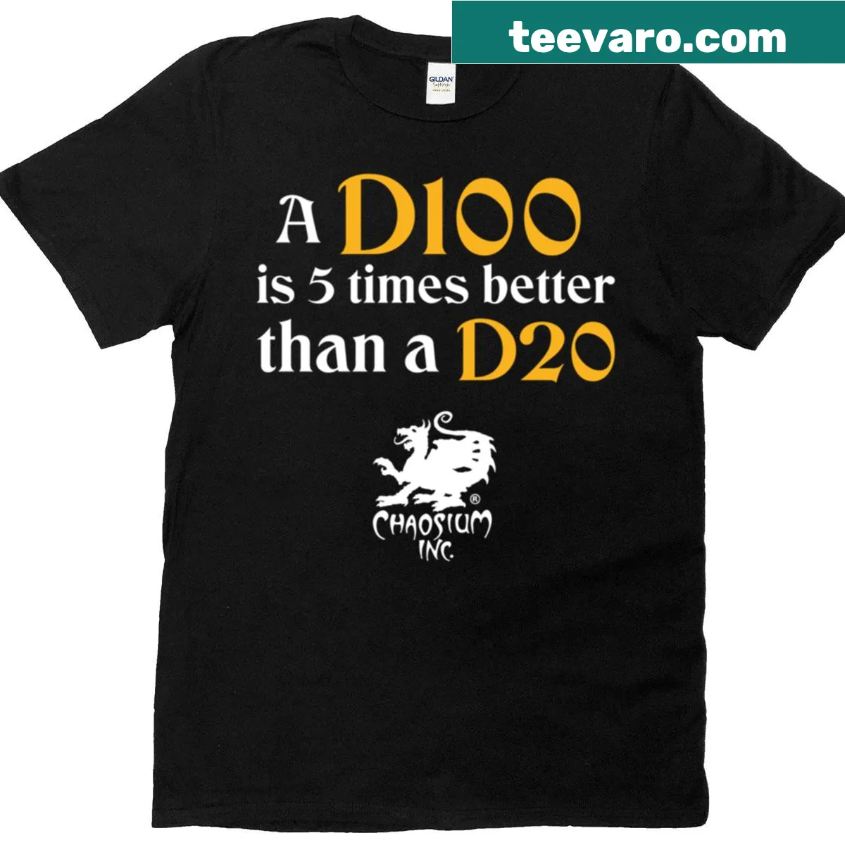 Funny D100 gaming t-shirt with humorous comparison text — on a men's t-shirt