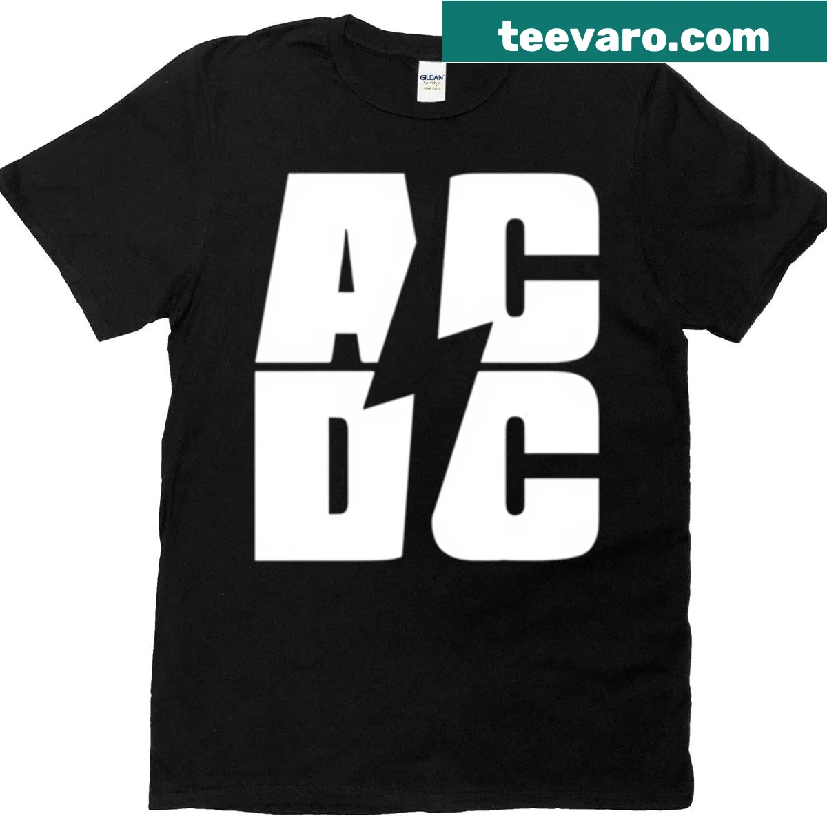 Vintage Acedce rock band t-shirt with distressed logo — on a men's t-shirt