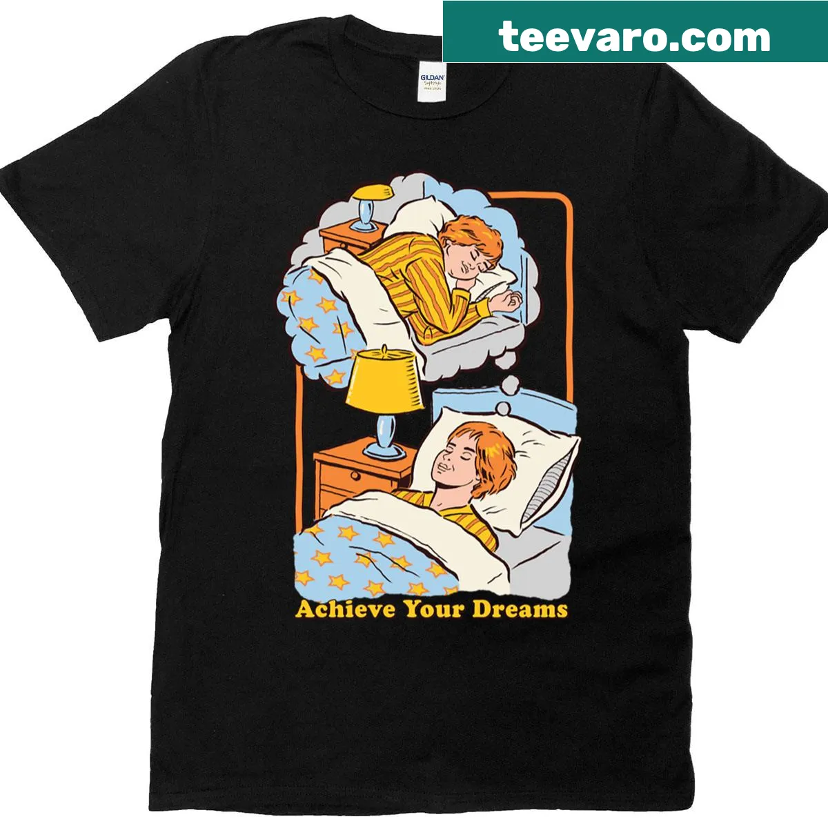 Inspirational oversized t-shirt with Achieve Your Dreams printed on it — on a men's t-shirt