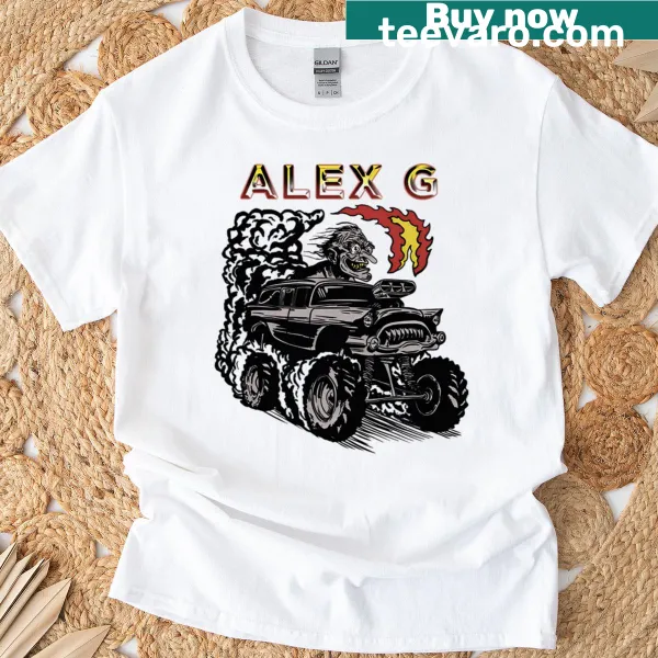 Alex G inspired design on a music merch T-shirt.