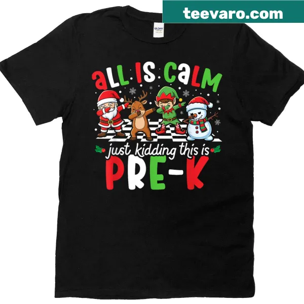 Funny teacher T-shirt for pre-k Christmas with humorous text