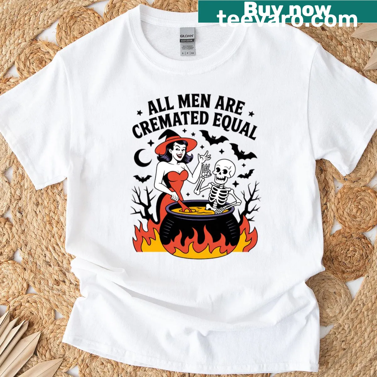Funny Halloween T-shirt with a humorous saying about cremation — on a men's t-shirt