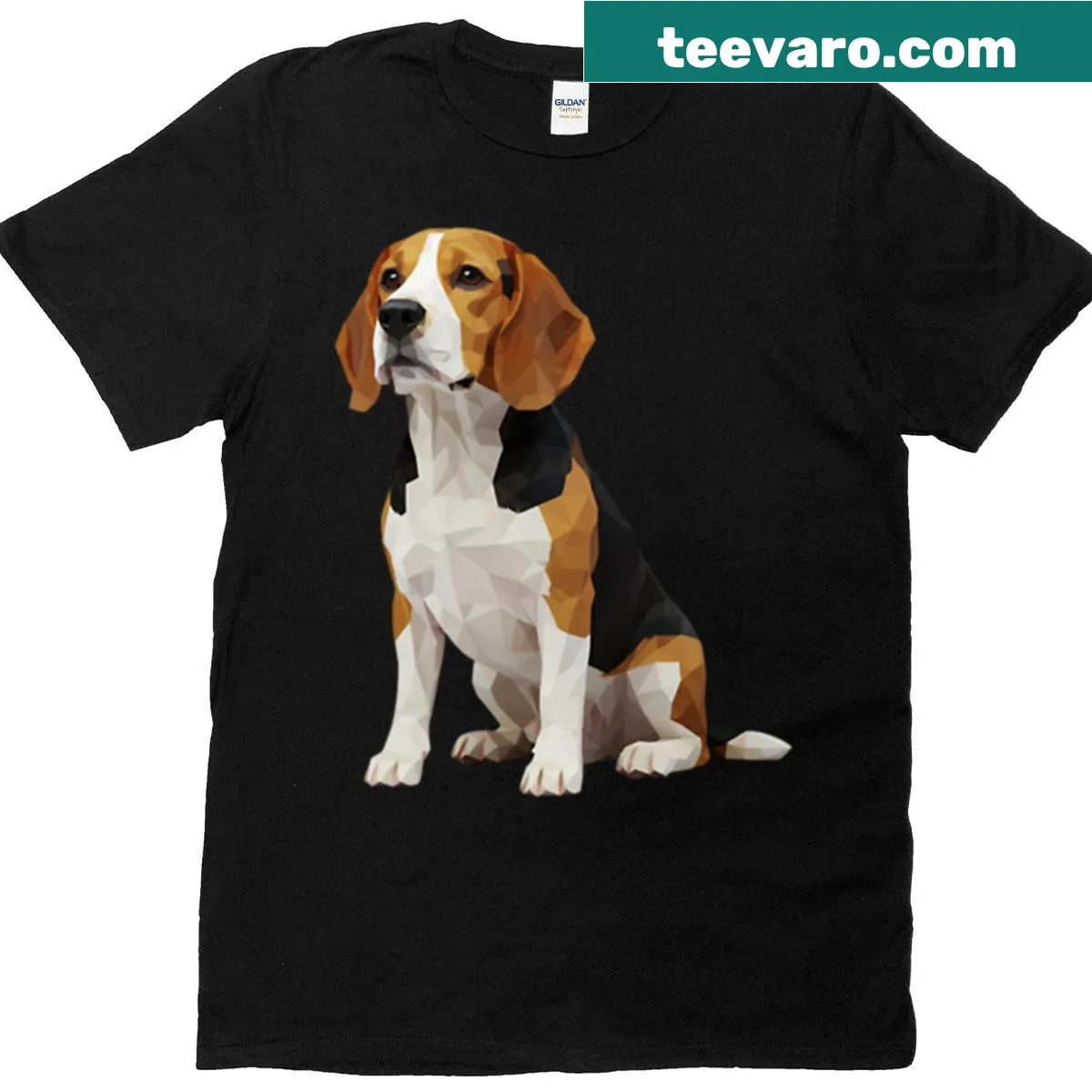 Low poly beagle graphic on a t-shirt — on a men's t-shirt