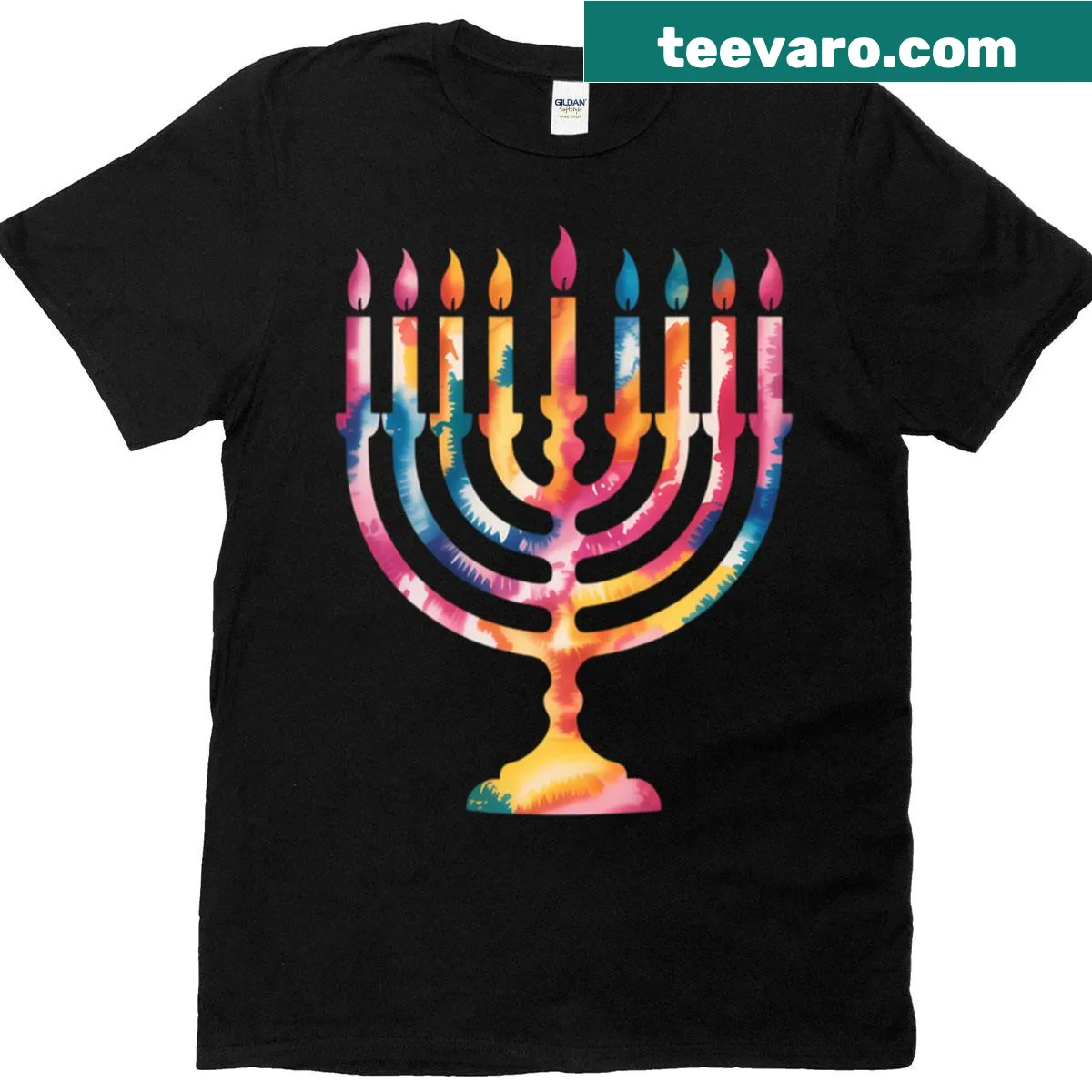 Hanukkah T-shirt with a beautiful menorah illustration — on a men's t-shirt