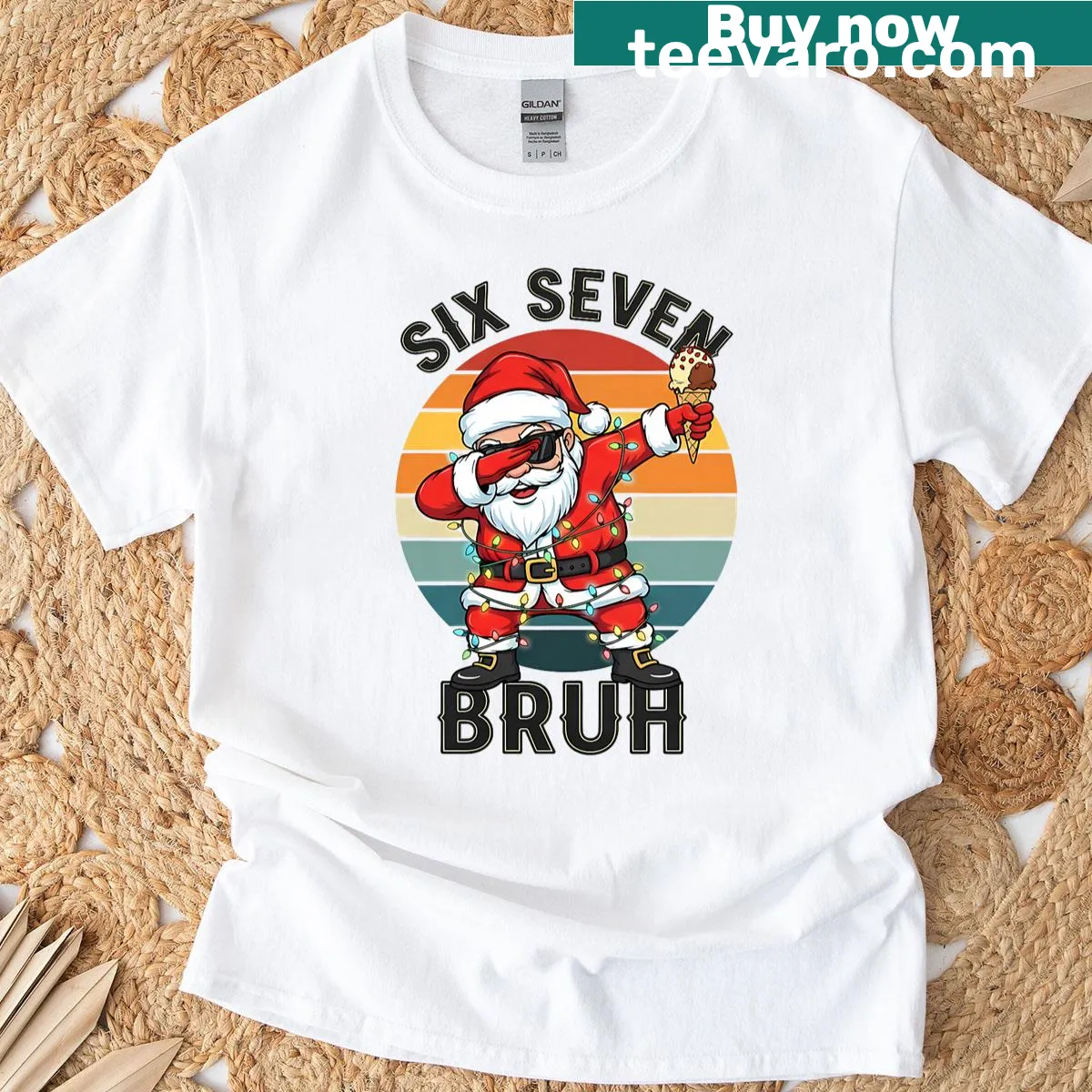 Santa-themed Christmas meme t-shirt for kids with various memes — on a men's t-shirt