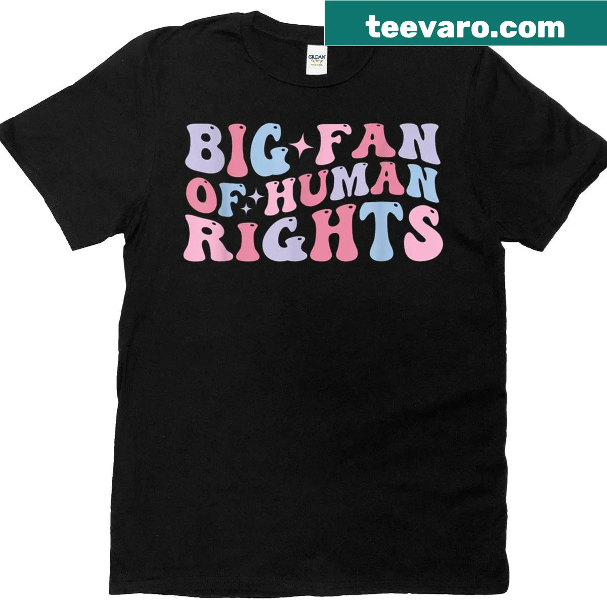 Activist t-shirt with bold text supporting human rights and feminism — on a men's t-shirt