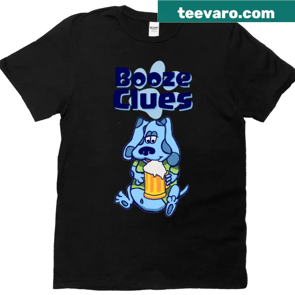 Humorous t-shirt featuring a design about 'Booze Clues'
