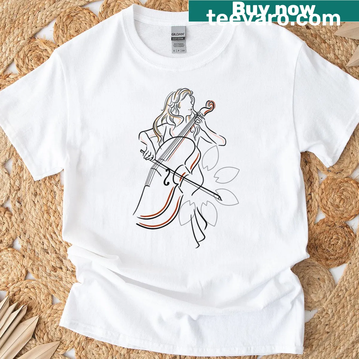 Cartoon graphic of a cellist on a cute T-shirt — on a men's t-shirt