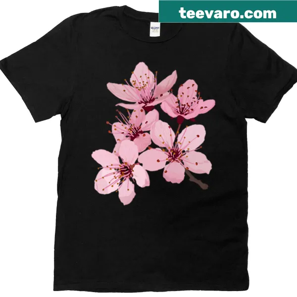 Illustration of cherry blossoms on a nature-themed t-shirt