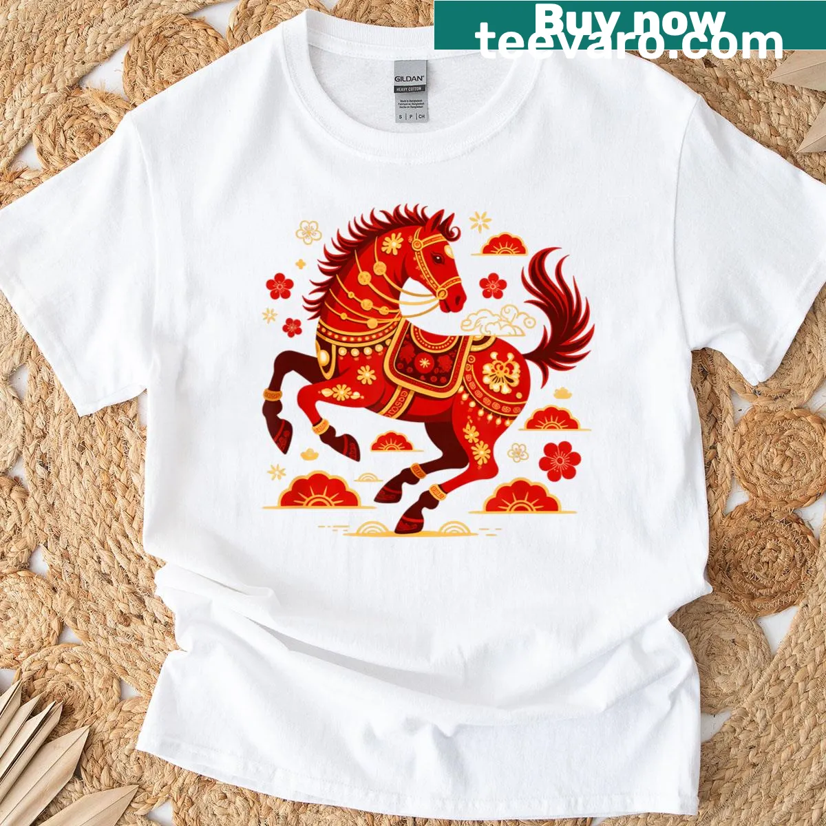 Graphic t-shirt celebrating the Chinese Year of the Horse — on a men's t-shirt
