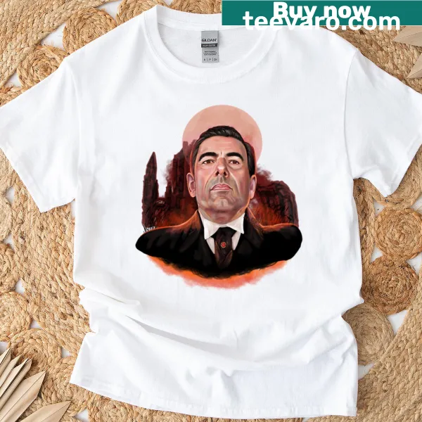 Abstract graphic inspired by Claes Bang on a t-shirt