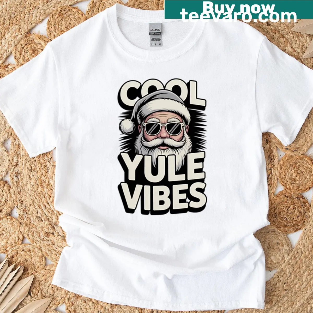 Retro cartoon Santa graphic T-shirt — on a men's t-shirt