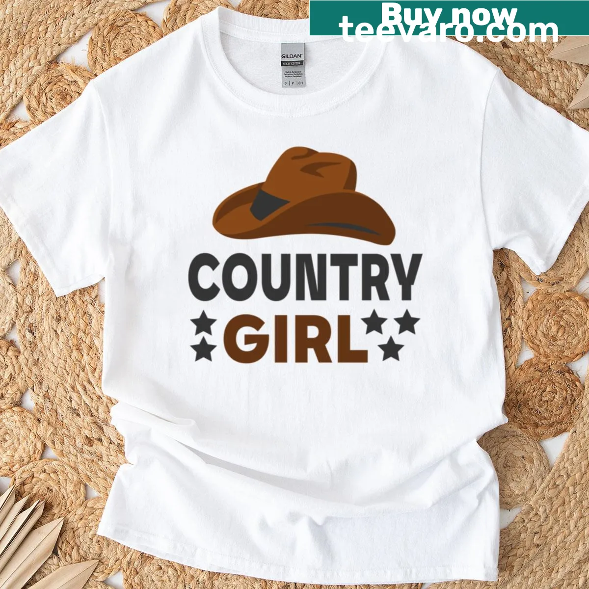 Country-themed Christmas T-shirt with festive design — on a men's t-shirt