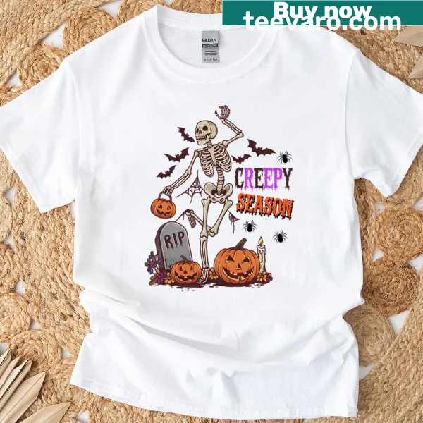 Spooky Gothic Halloween t-shirt with eerie illustrations