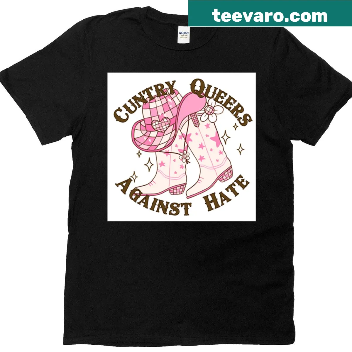 Statement T-shirt with text against hate — on a men's t-shirt
