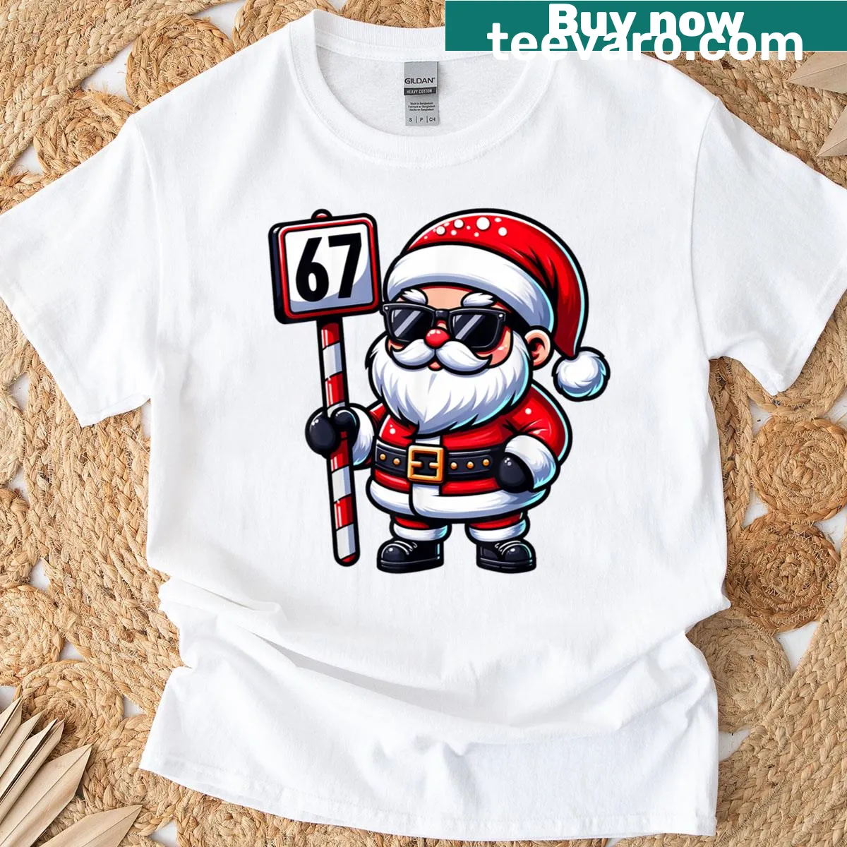 Fun '67 meme graphic t-shirt for Christmas celebrations — on a men's t-shirt