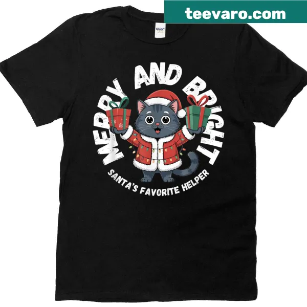 Adorable Christmas cat as Santa's helper in a cheerful design