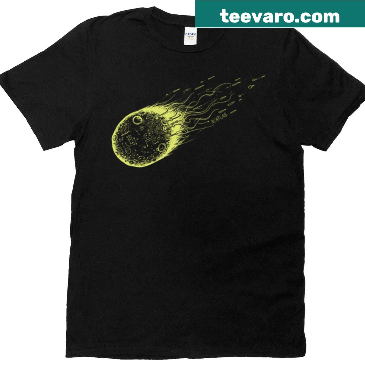 Illustration of a cyberpunk comet on a T-shirt — on a men's t-shirt