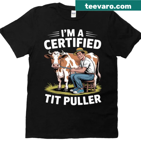 Proud T-shirt for dairy farmers featuring cow milking design