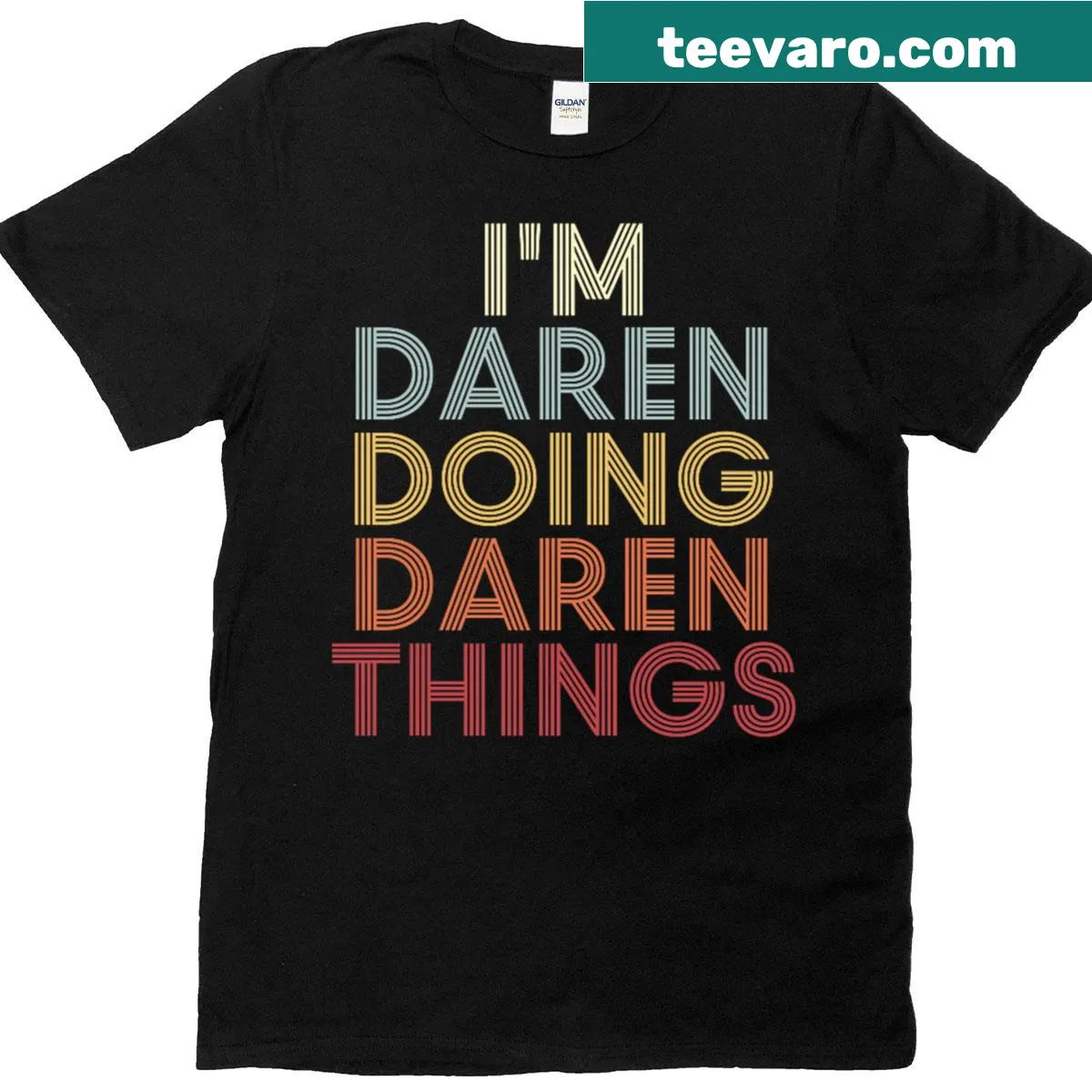 Personalized T-shirt featuring the name Daren in bold text — on a men's t-shirt