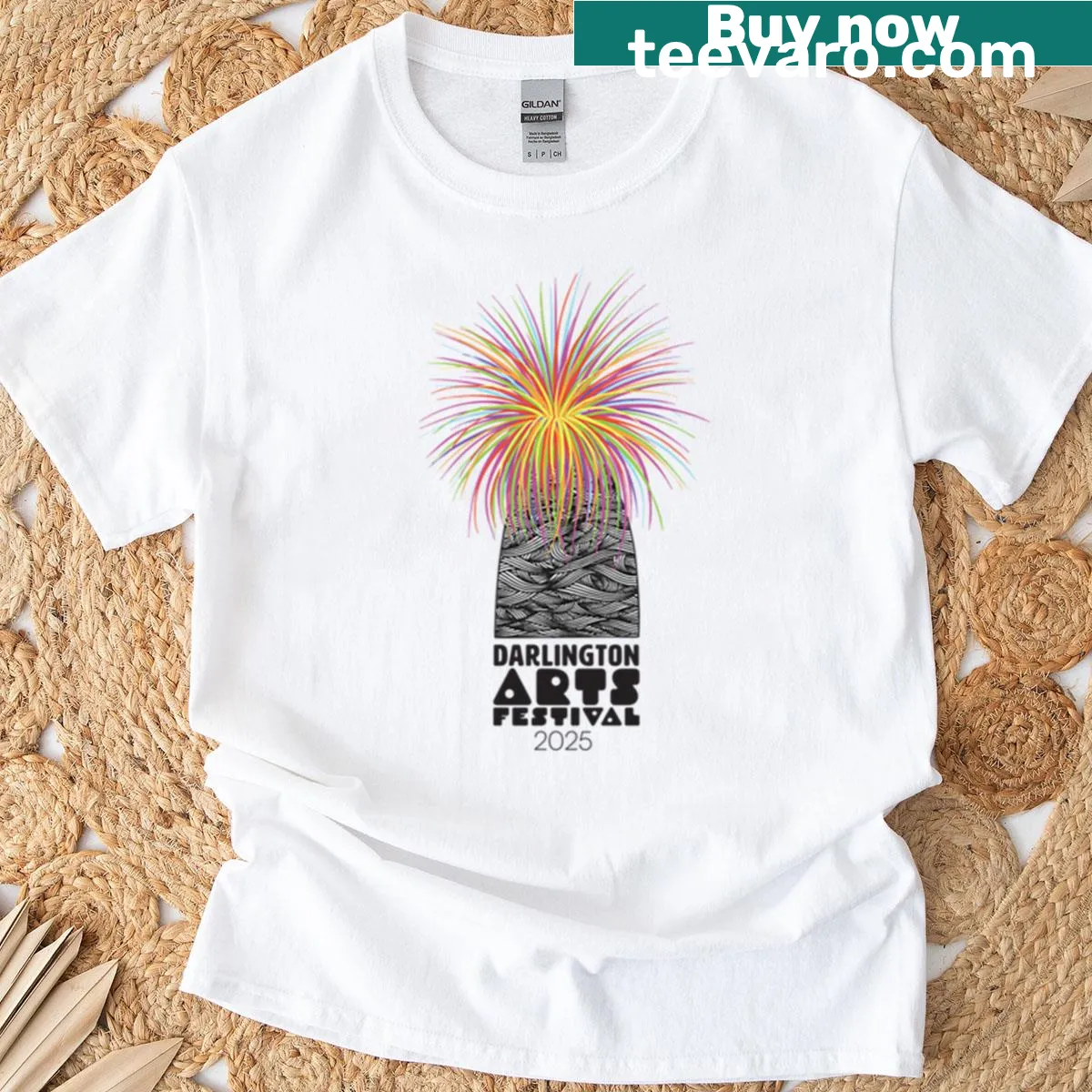 Darlington Arts Festival 2025 t-shirt design — on a men's t-shirt