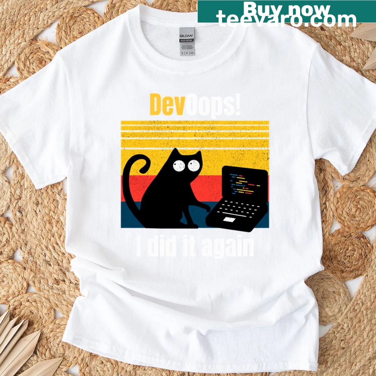 Retro DevOps engineer pun t-shirt — on a men's t-shirt