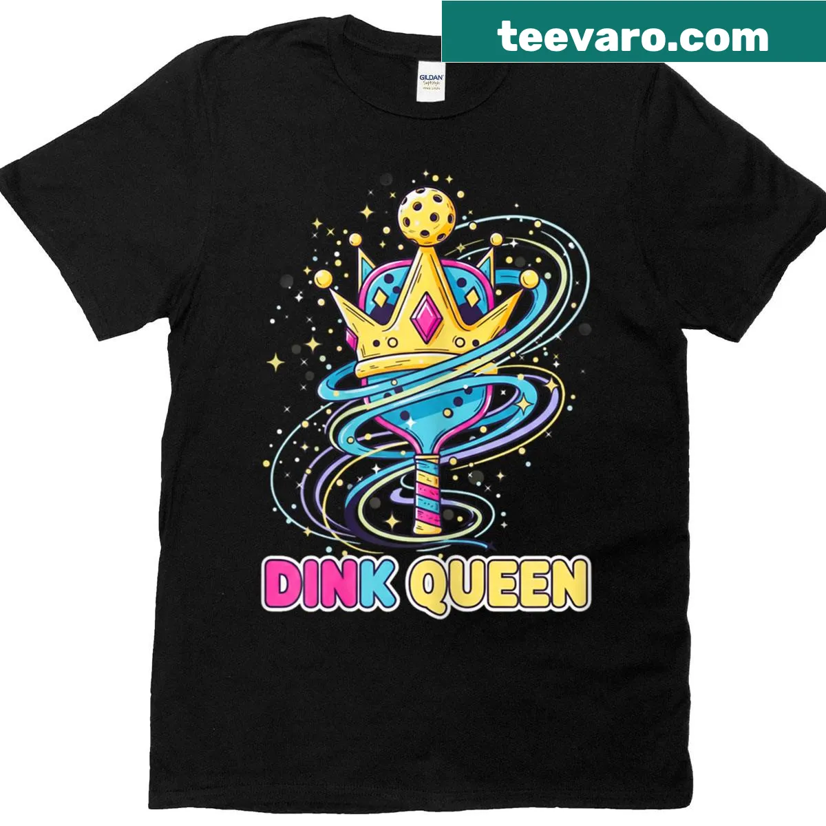 Funny Dink Queen pickleball T-shirt with a crown graphic — on a men's t-shirt