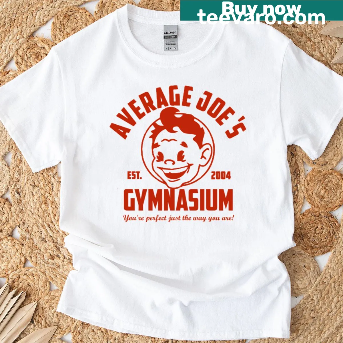 Dodgeball Average Joes Gymnasium t-shirt with sporty design — on a men's t-shirt