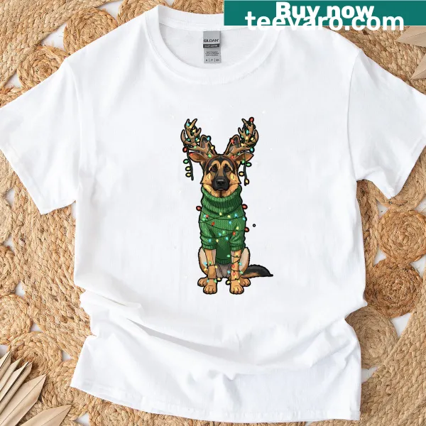 Cute German Shepherd reindeer Christmas t-shirt